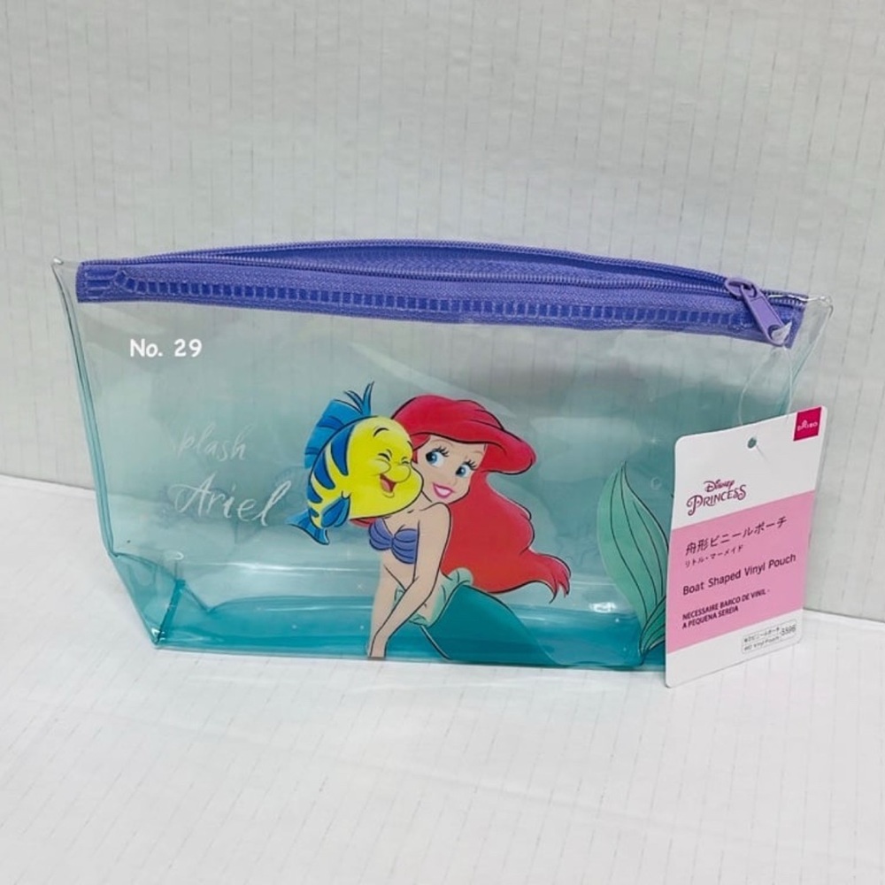 Disney The Litte Mermaid Ariel & Flounder Teal Transparent boat zipper pouch